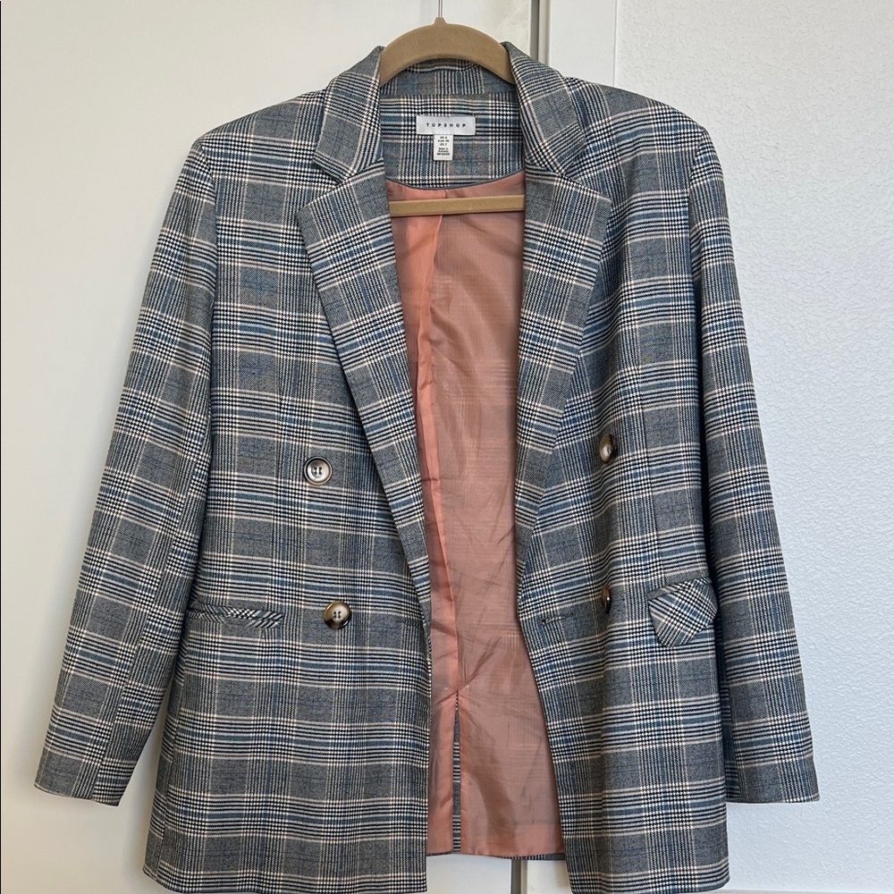 Classic Gray Checkered Blazer